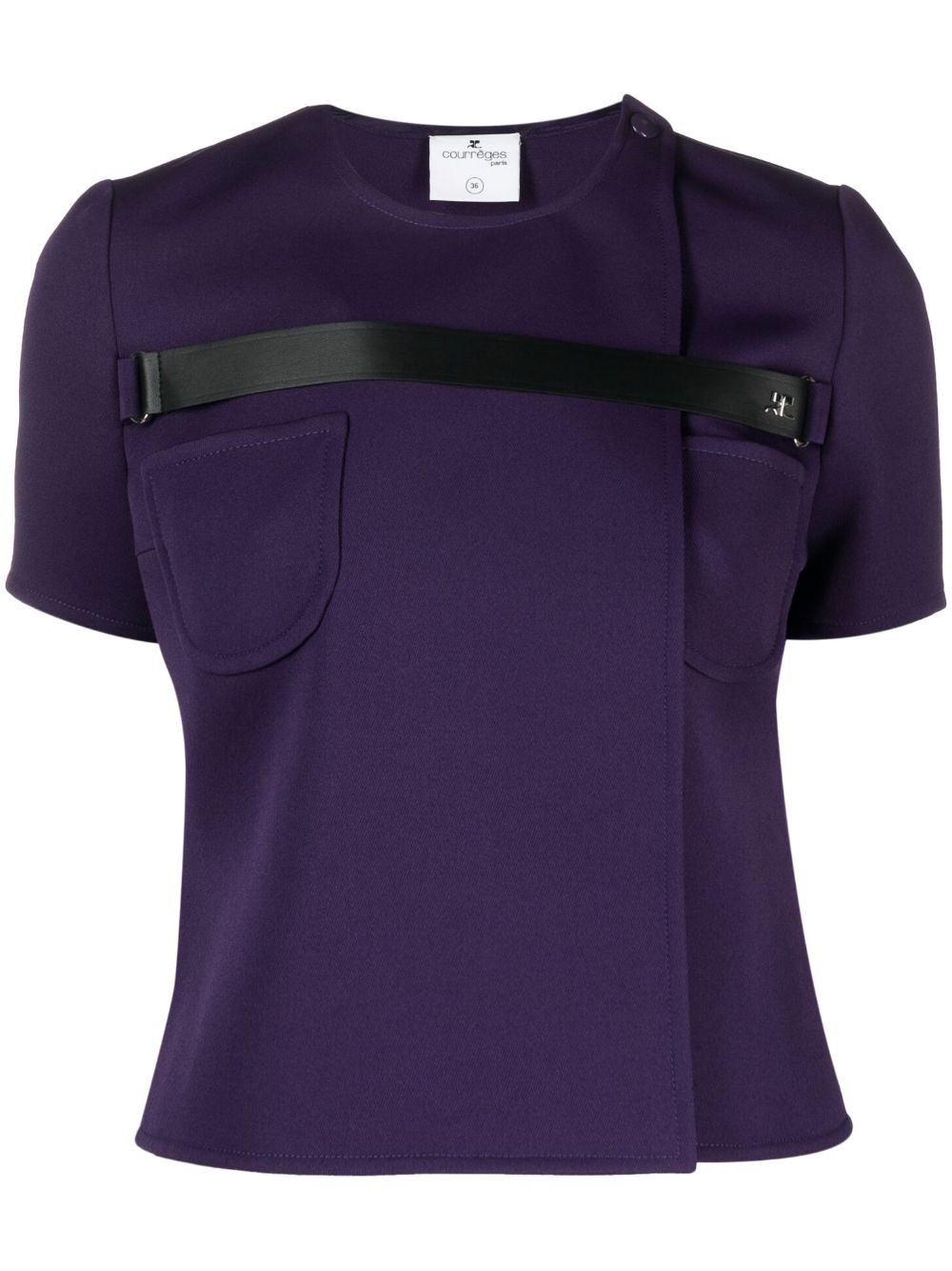 Courrèges strap-detail short-sleeve blouse