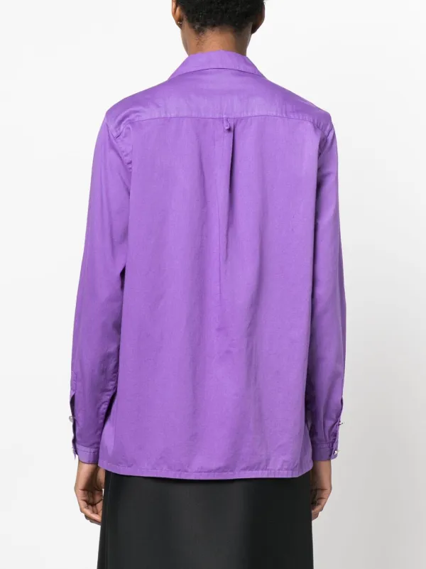 トップス PRADA 2000s archive long T-shirt purple Prada Pre-Owned 2000s zip-detail Cotton Shirt | Purple