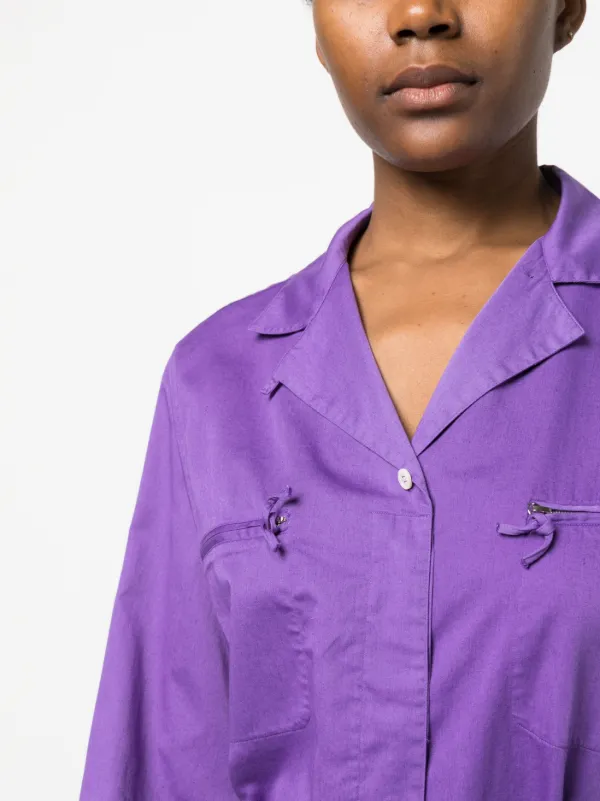 トップス PRADA 2000s archive long T-shirt purple Prada Pre-Owned 2000s zip-detail Cotton Shirt | Purple