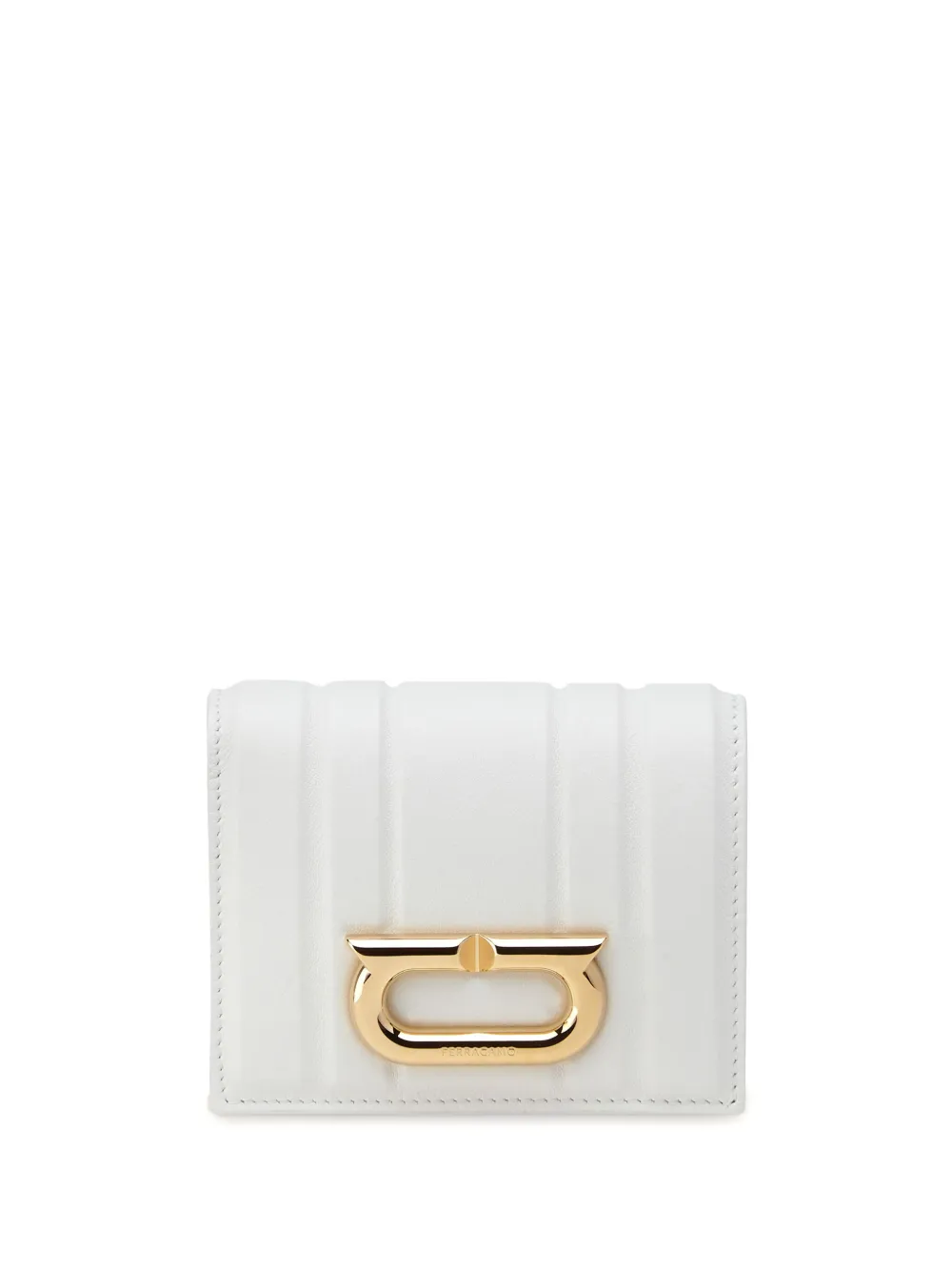 Ferragamo Padded Leather Wallet In White