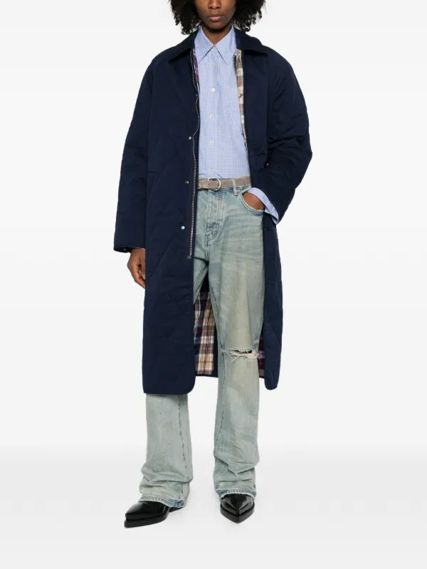 MARTINE ROSE マーティンローズ CAR COAT ステンカラーコート Martine Rose Quilted Car Coat | Blue | FARFETCH AO