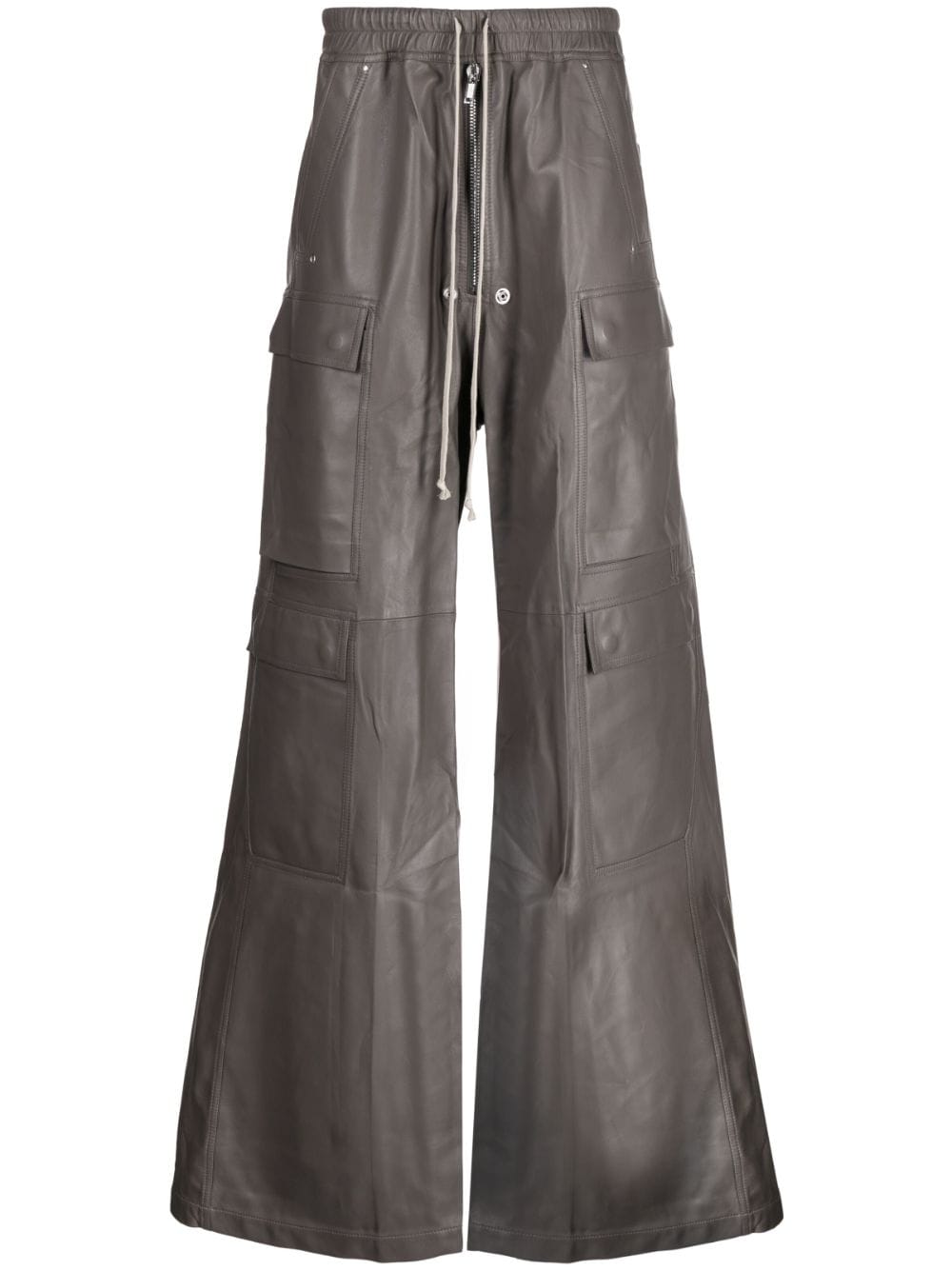 Bela Wide-leg Leather Drawstring Trousers In Brown