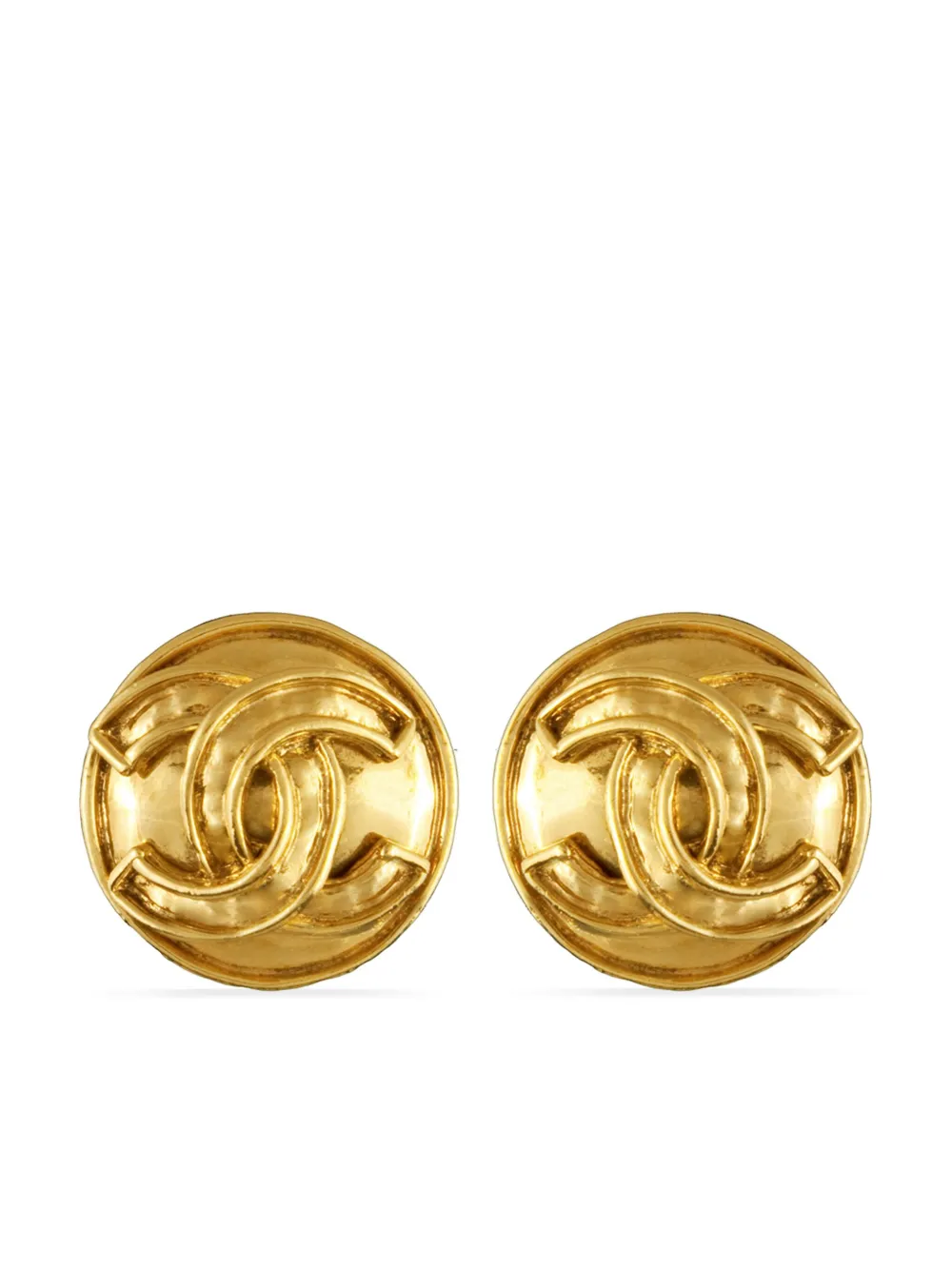Pre-owned Chanel 1990s Cc Clip-on Earrings In Gold