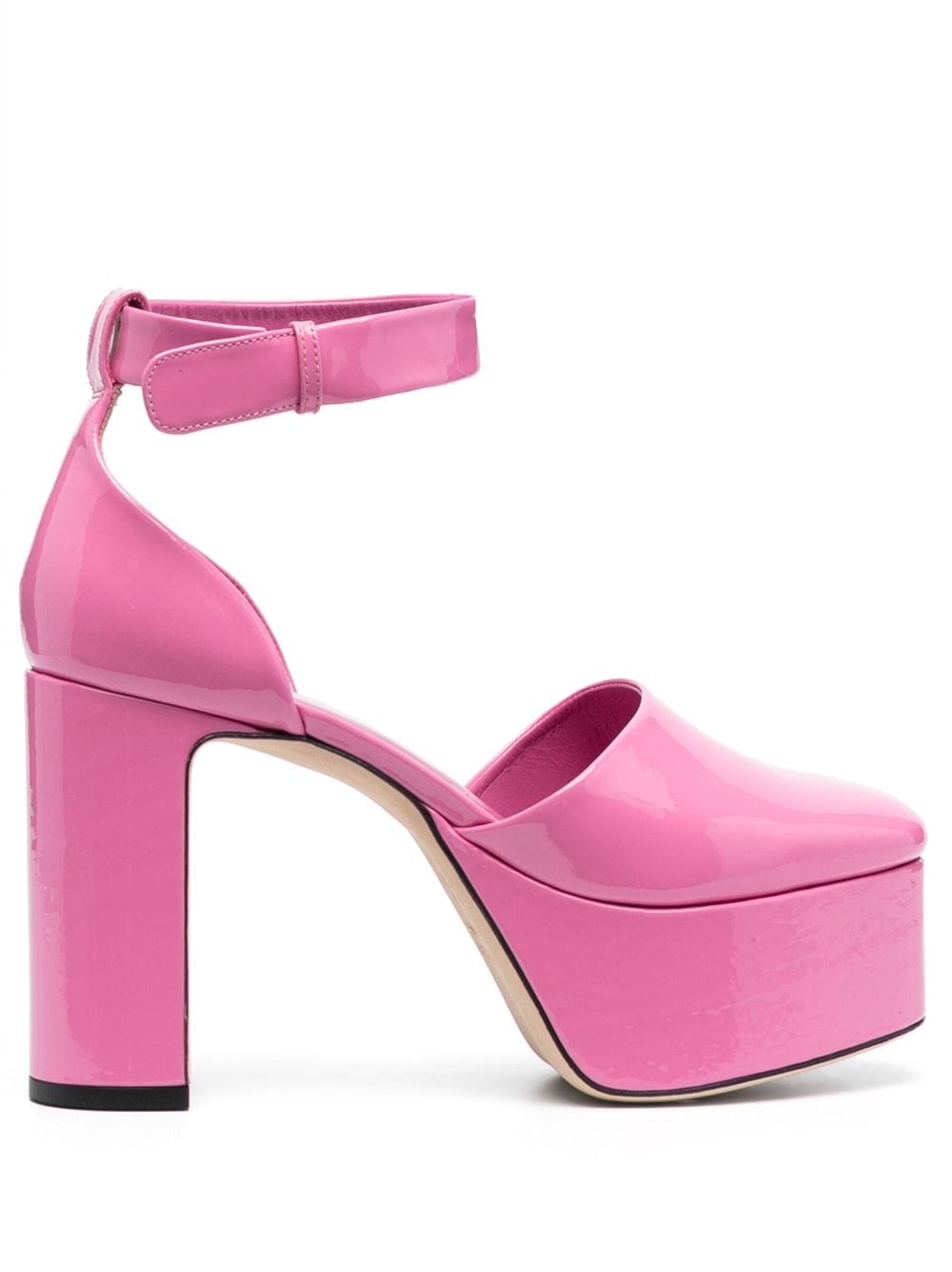 By Far 120mm Barb Patent Leather Pumps In Pink