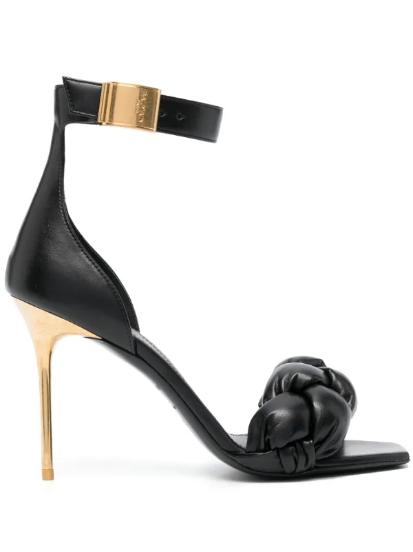 Balmain logo-plaque open-toe Sandals | Black | FARFETCH GH