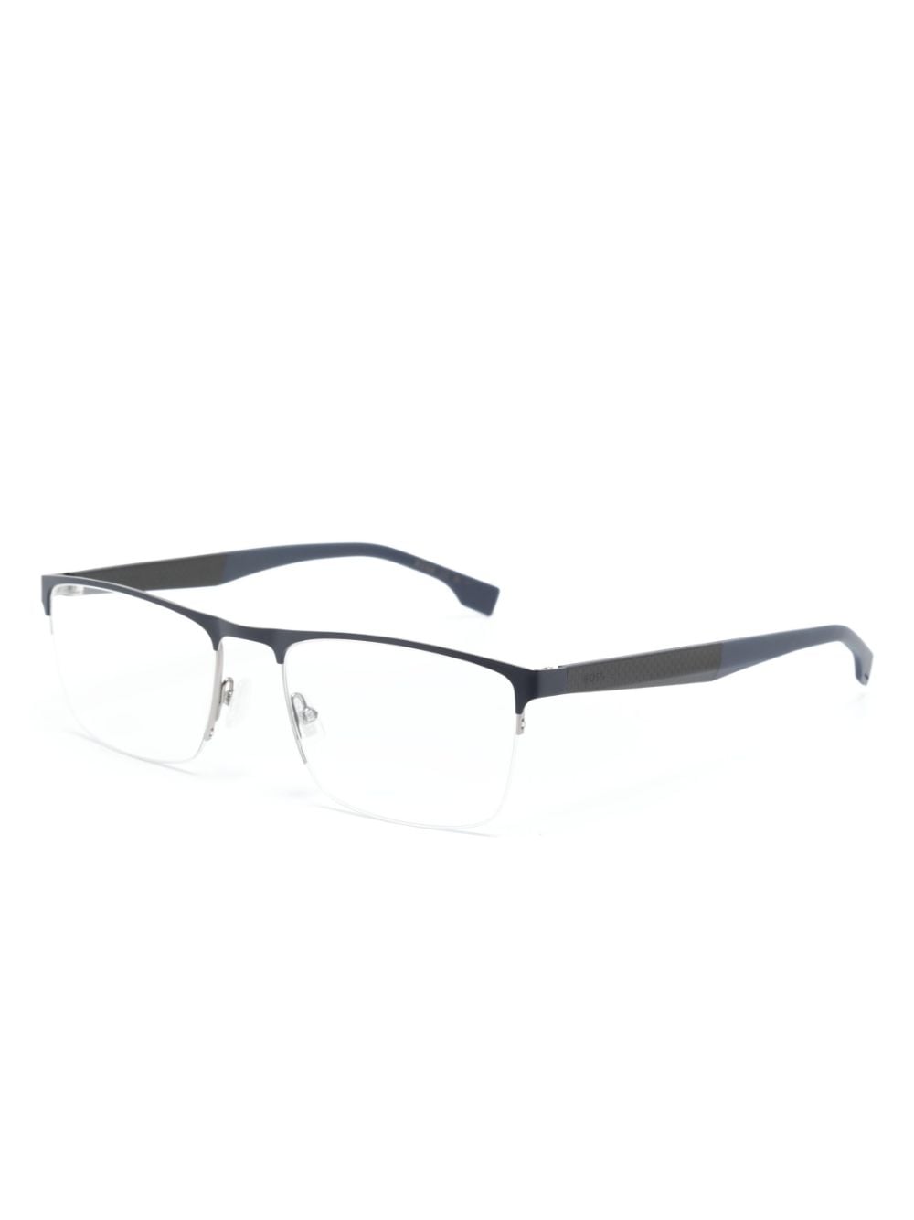 BOSS rectangle-frame stainless-steel glasses - Blauw
