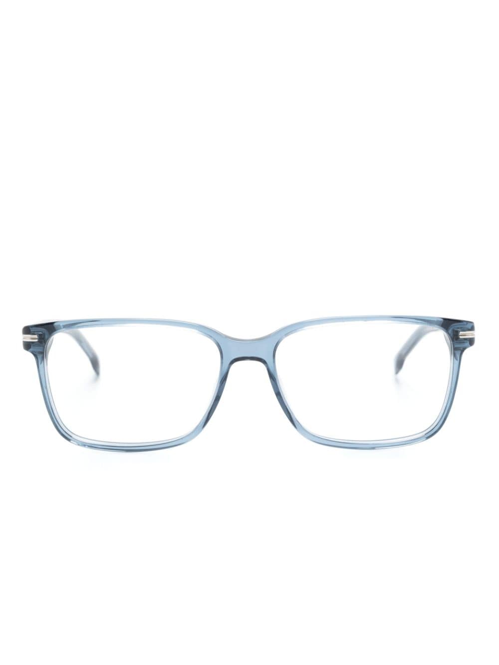 Hugo Boss Rectangle-frame Acetate Glasses In Blue