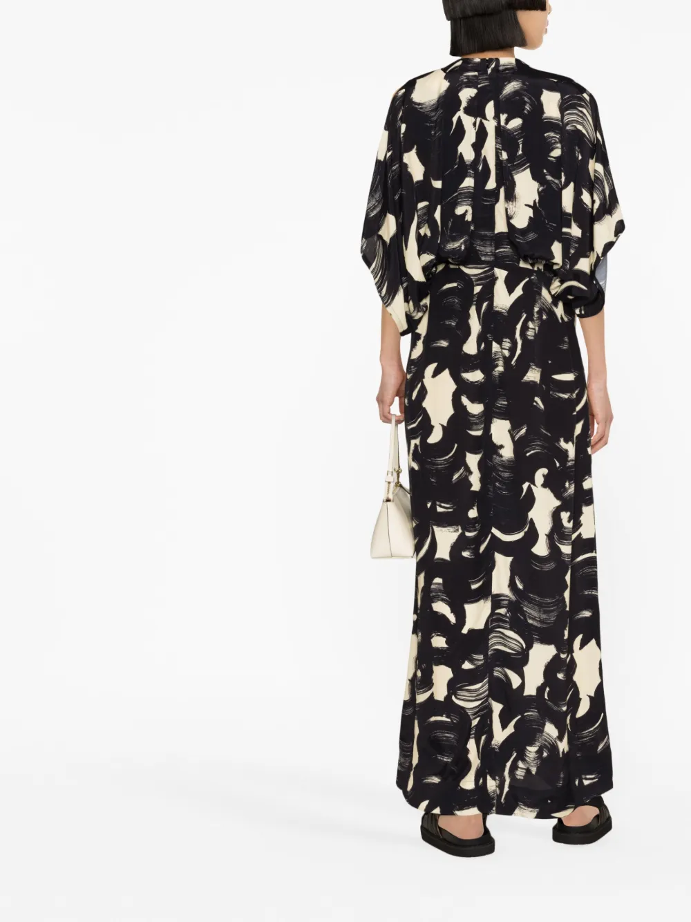 Shop Colville Cocoon Brushstroke-print Maxi Dress In Black