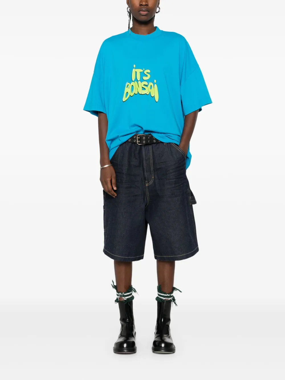 Bonsai T-shirt met print Blauw