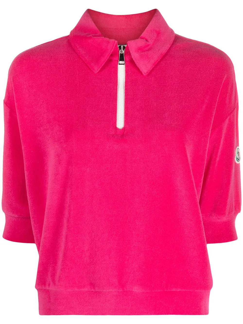 Moncler Short-sleeve Terry Cloth Polo Shirt In Pink