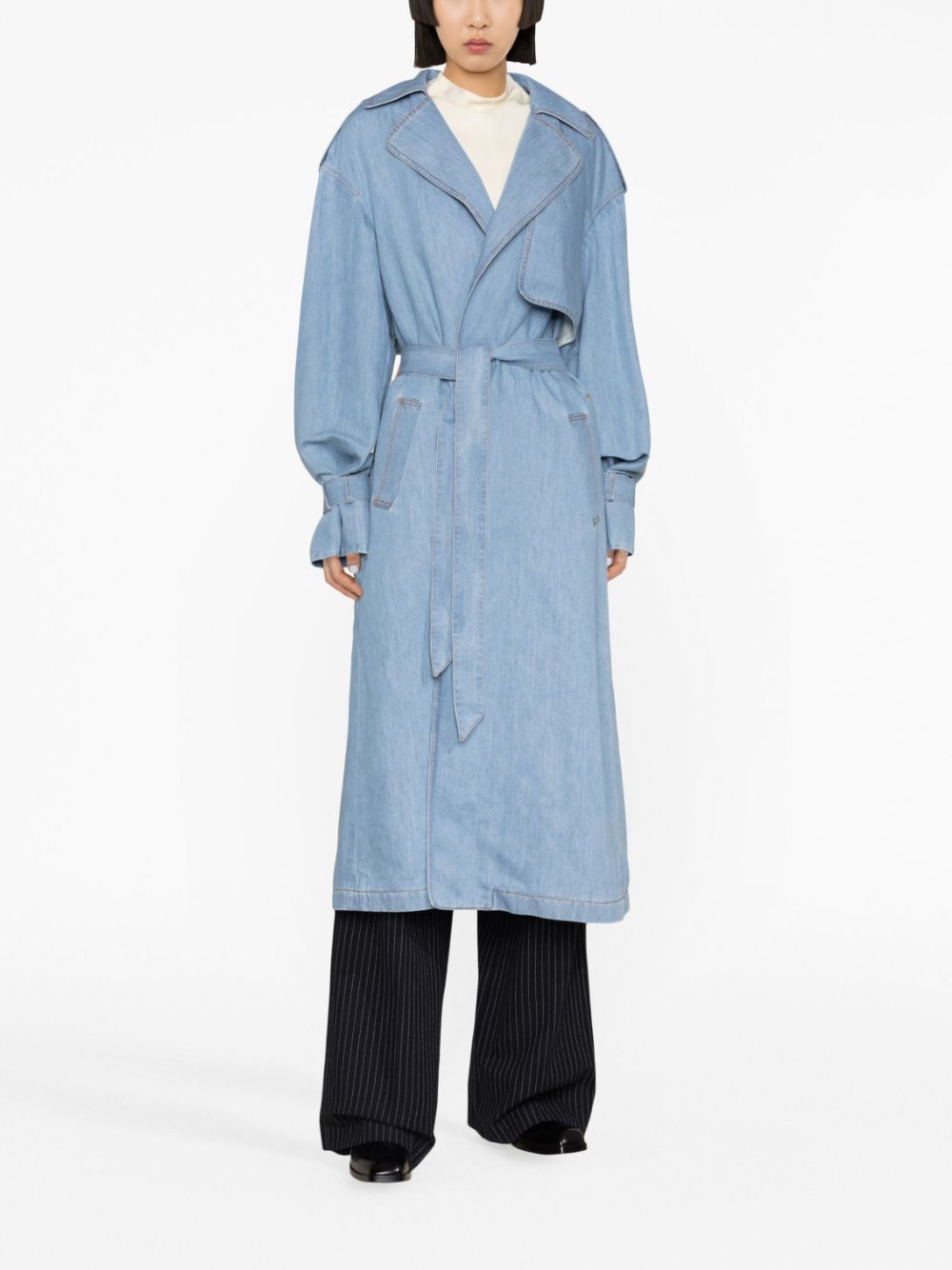 Jacob Cohën Trenchcoat met ceintuur - Blauw