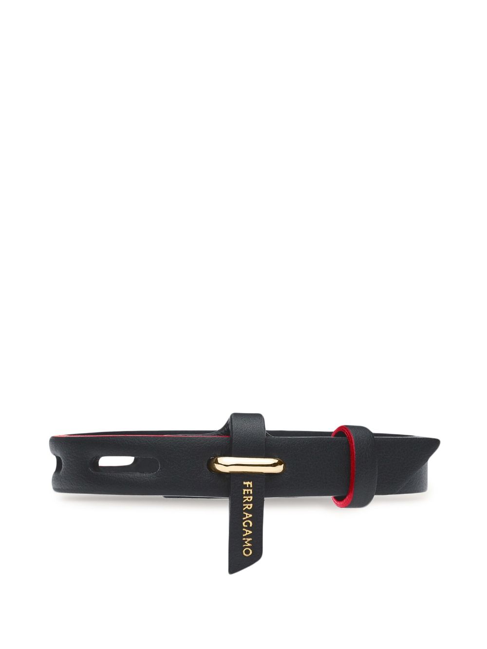 Ferragamo eyelet-detail leather bracelet - Black