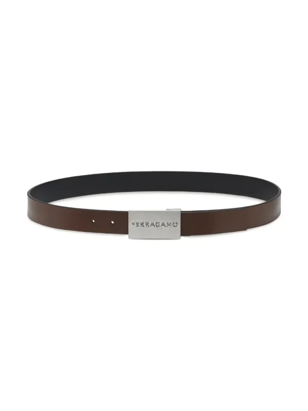Salvatore Ferragamo エンボスレザーベルト Ferragamo ロゴエンボス レザーベルト | ブラウン | FARFETCH JP