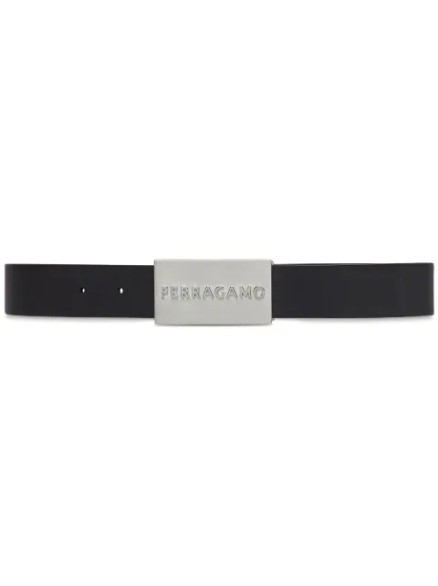 Ferragamo 엠보스드 로고 가죽 벨트 