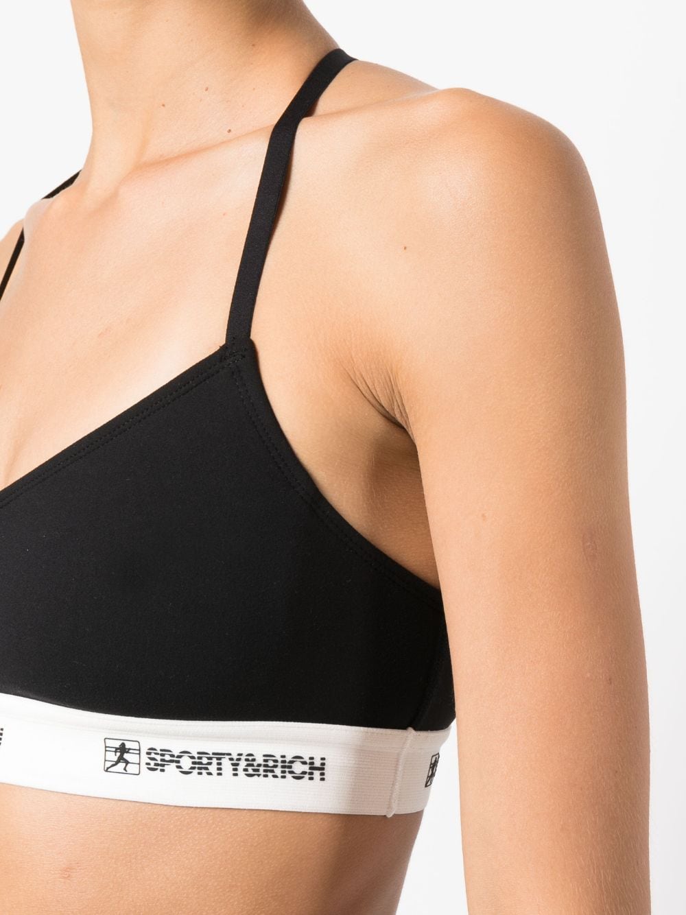 Shop Sporty And Rich Logo-underband Crop Top In Black