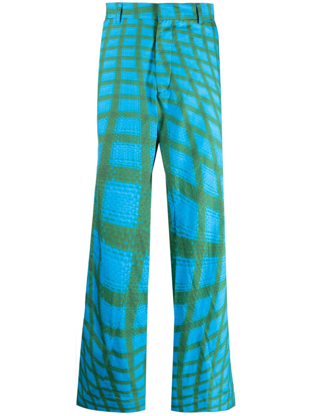 Shop Bianca Saunders Abstract-print Straight-leg Trousers In Blue