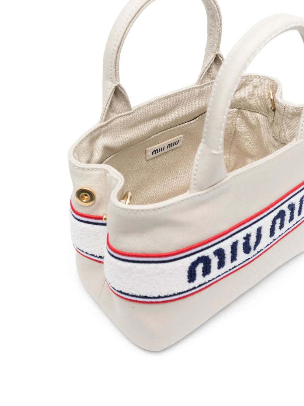 Miu Miu Canvas embroidered-logo Tote Bag - Farfetch