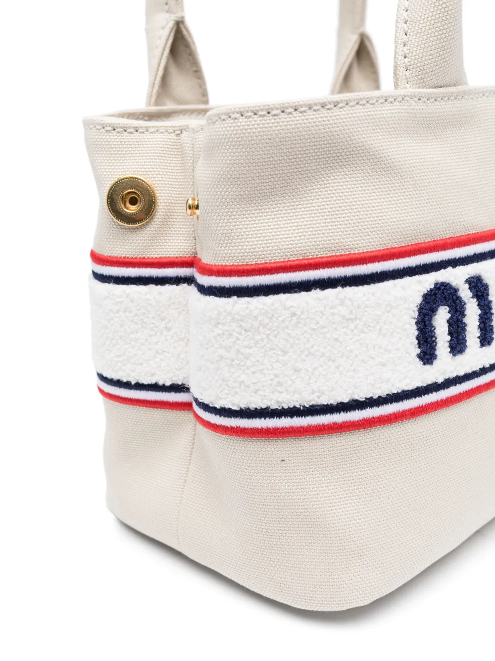 Miu Miu Canvas embroidered-logo Tote Bag - Farfetch