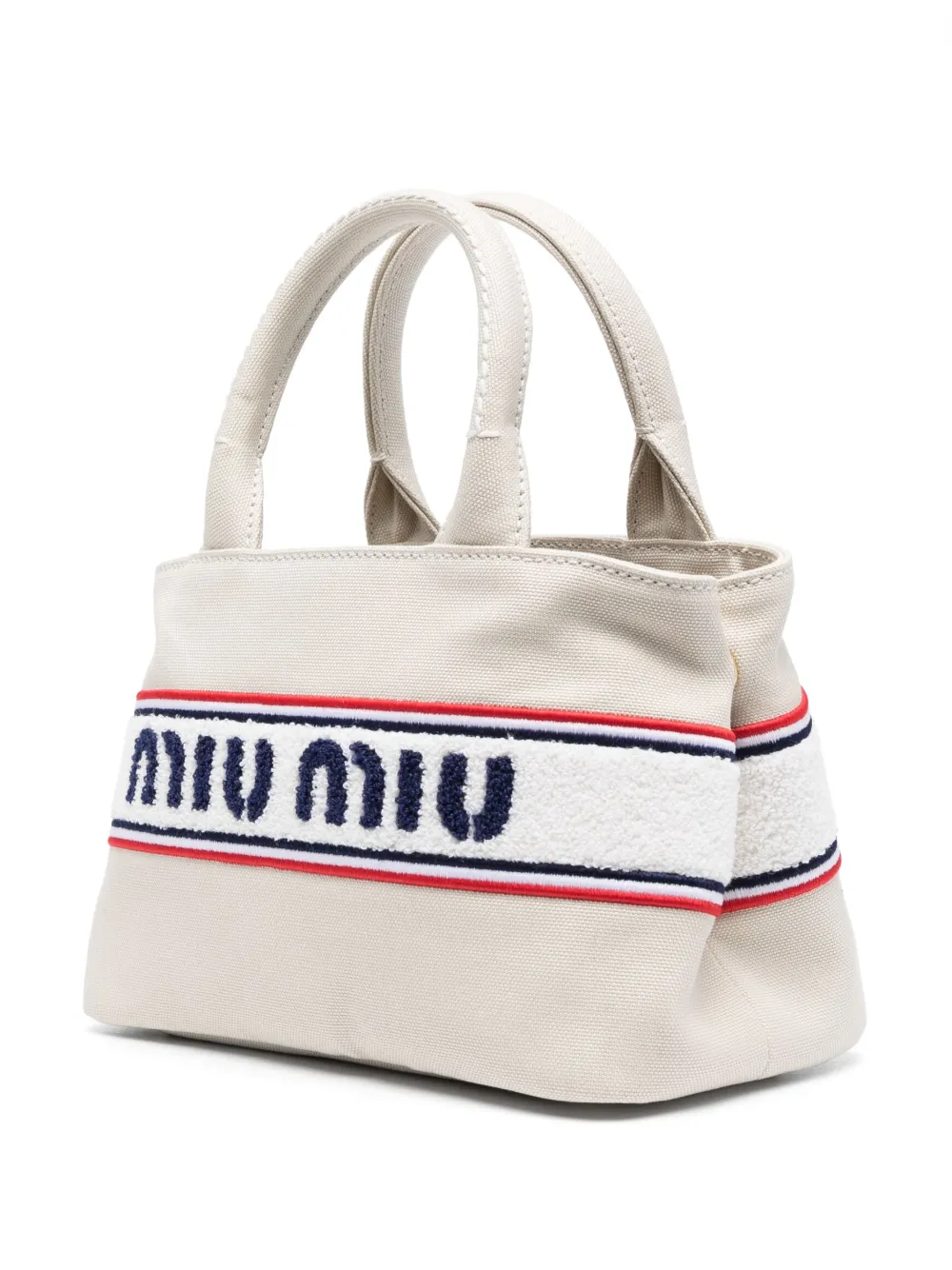 Miu Miu Canvas embroidered-logo Tote Bag - Farfetch