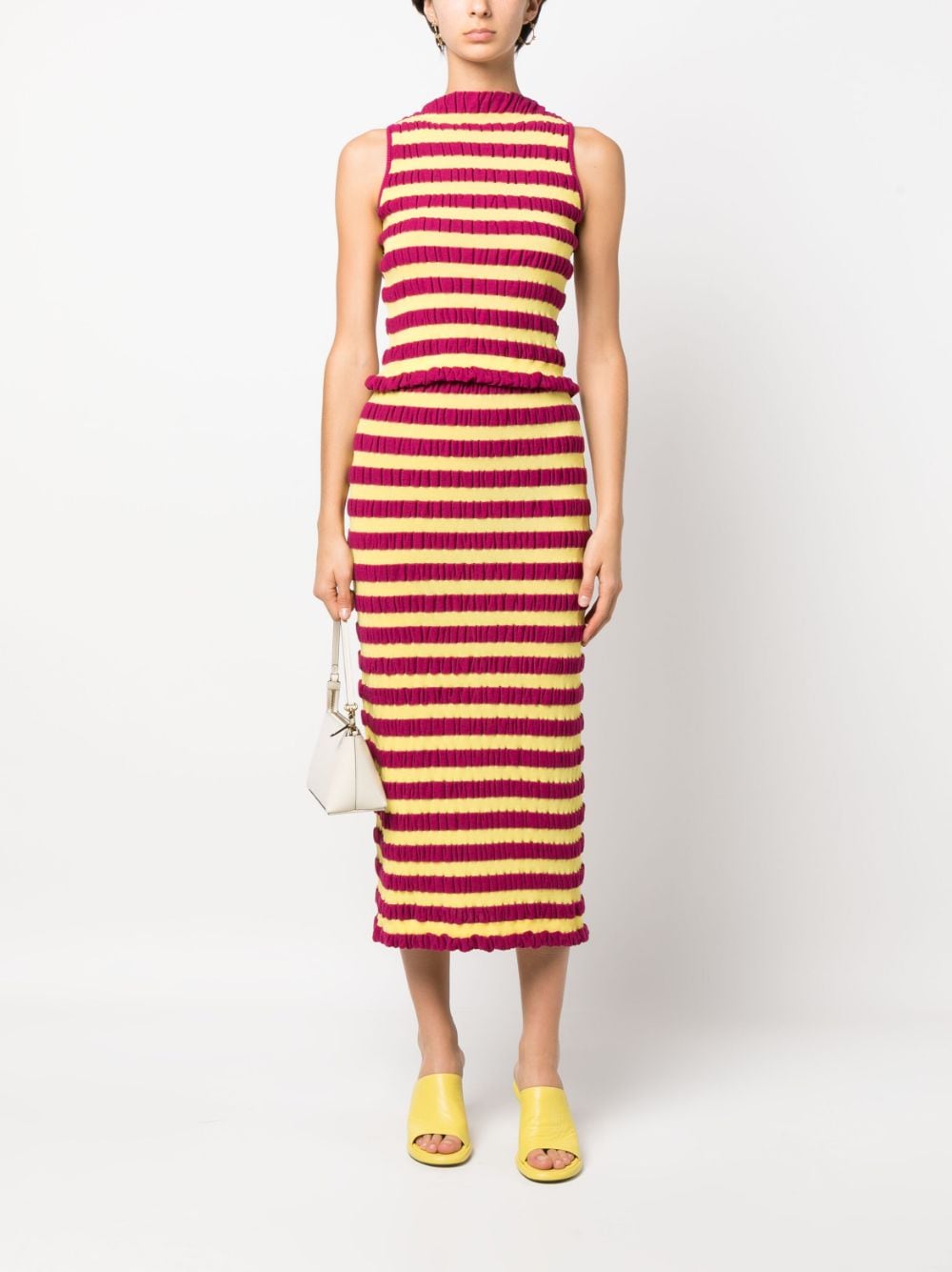 Sunnei stripe-pattern midi skirt - Geel