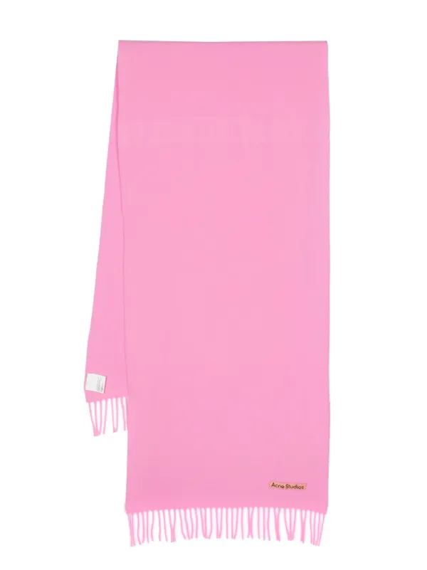 Acne Studios logo-tag frayed-edge Scarf Pink FARFETCH IN - Main Image