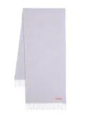 Acne Studios logo-tag fringed wool scarf - Purple