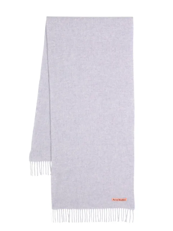 Acne Studios Logo-tag Fringed Wool Scarf in Purple