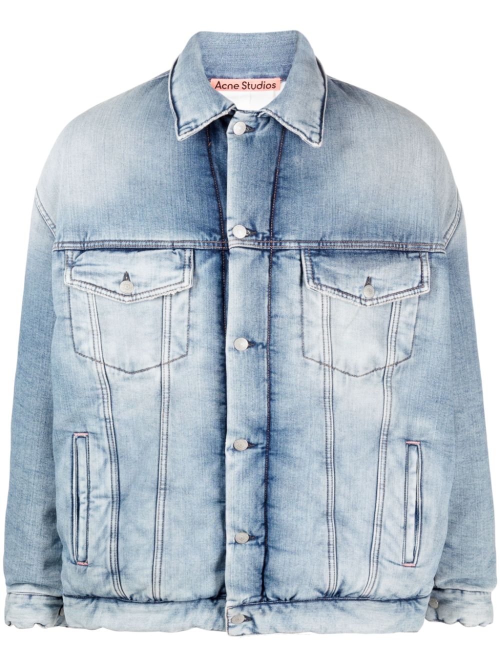Shop Acne Studios Padded Button-up Denim Jacket In Blue