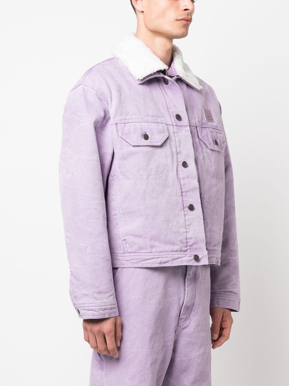 Shop Acne Studios Logo-patch Denim Jacket In Purple
