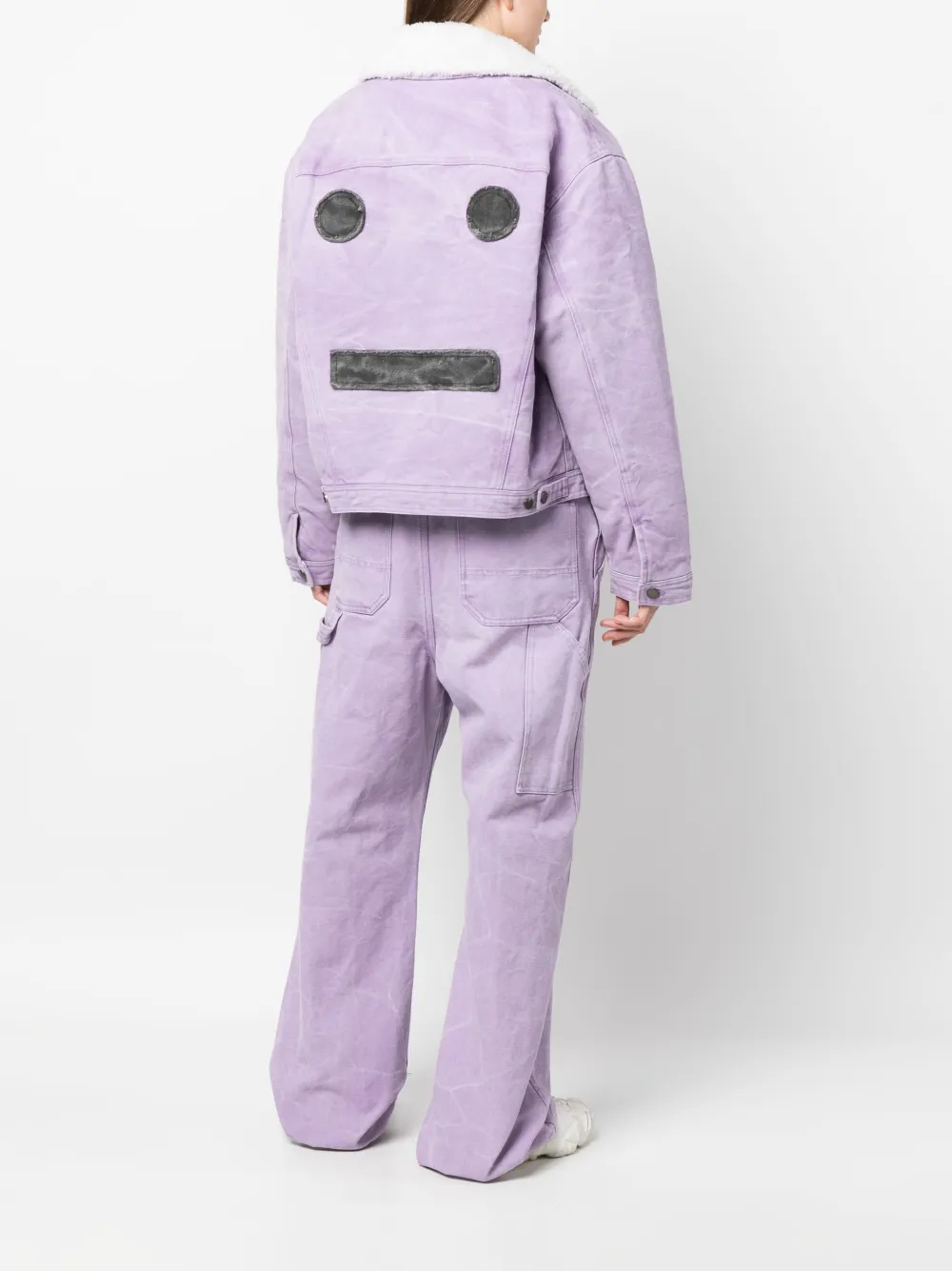Shop Acne Studios Logo-patch Denim Jacket In Purple