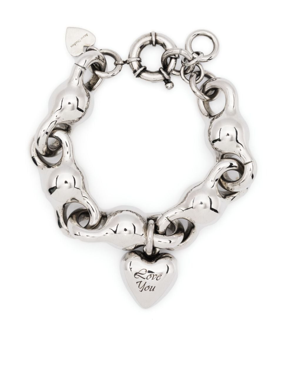 Acne Studios Heart-charm Chunky Bracelet In Silber