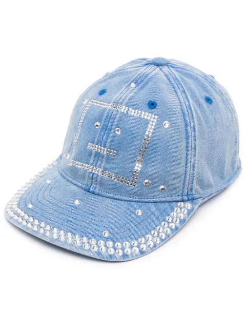 Acne Studios crystal Face Logo denim baseball cap