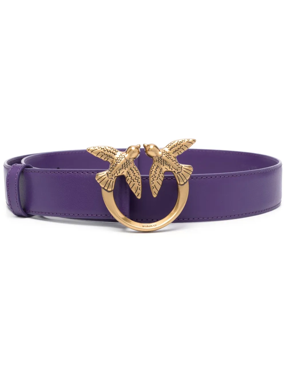Pinko Love Birds Leather Belt In Purple