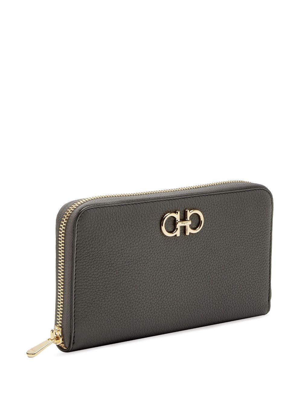 Shop Ferragamo Gancini-plaque Leather Wallet In Grey