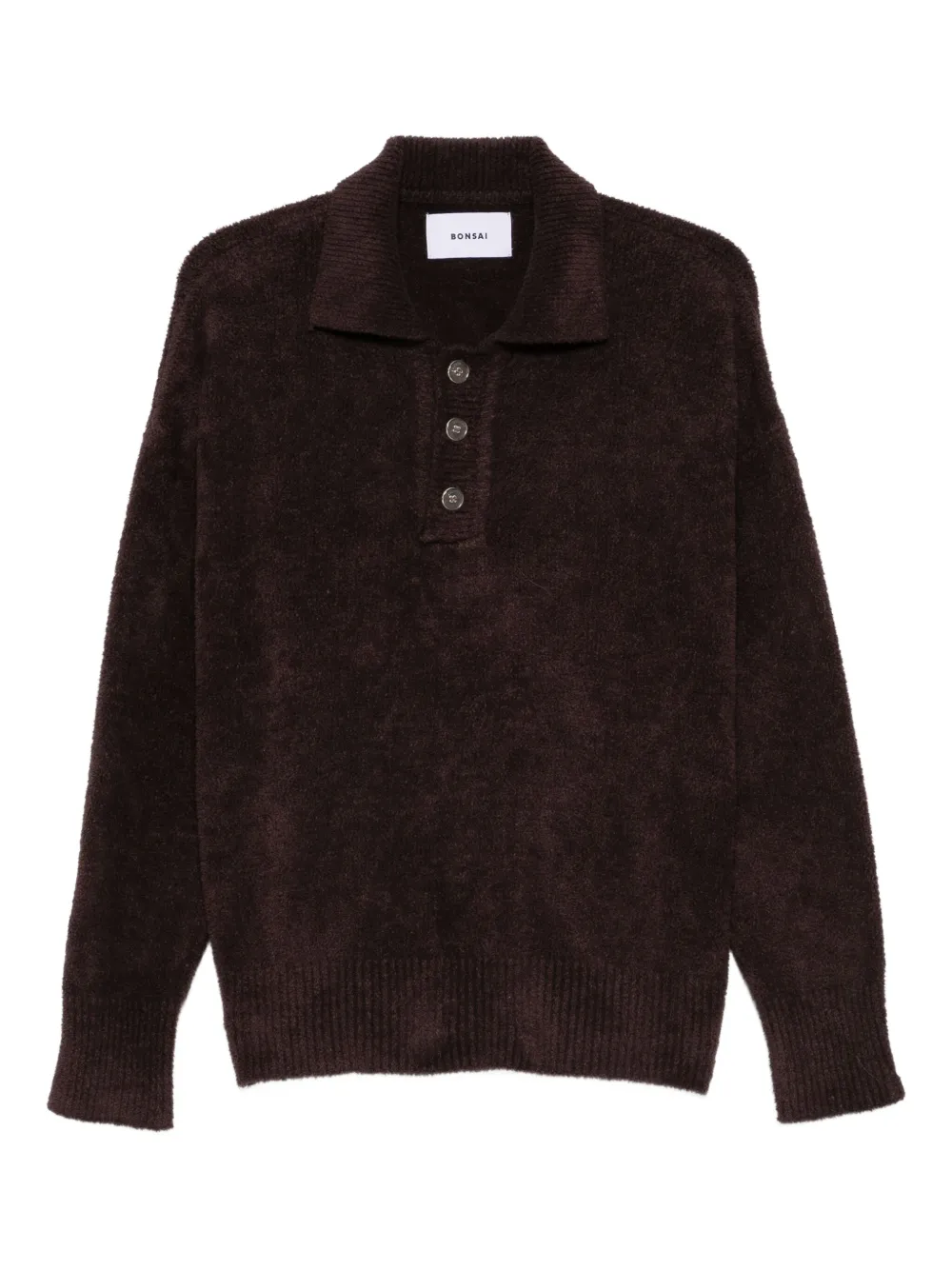 textured-knit polo sweater