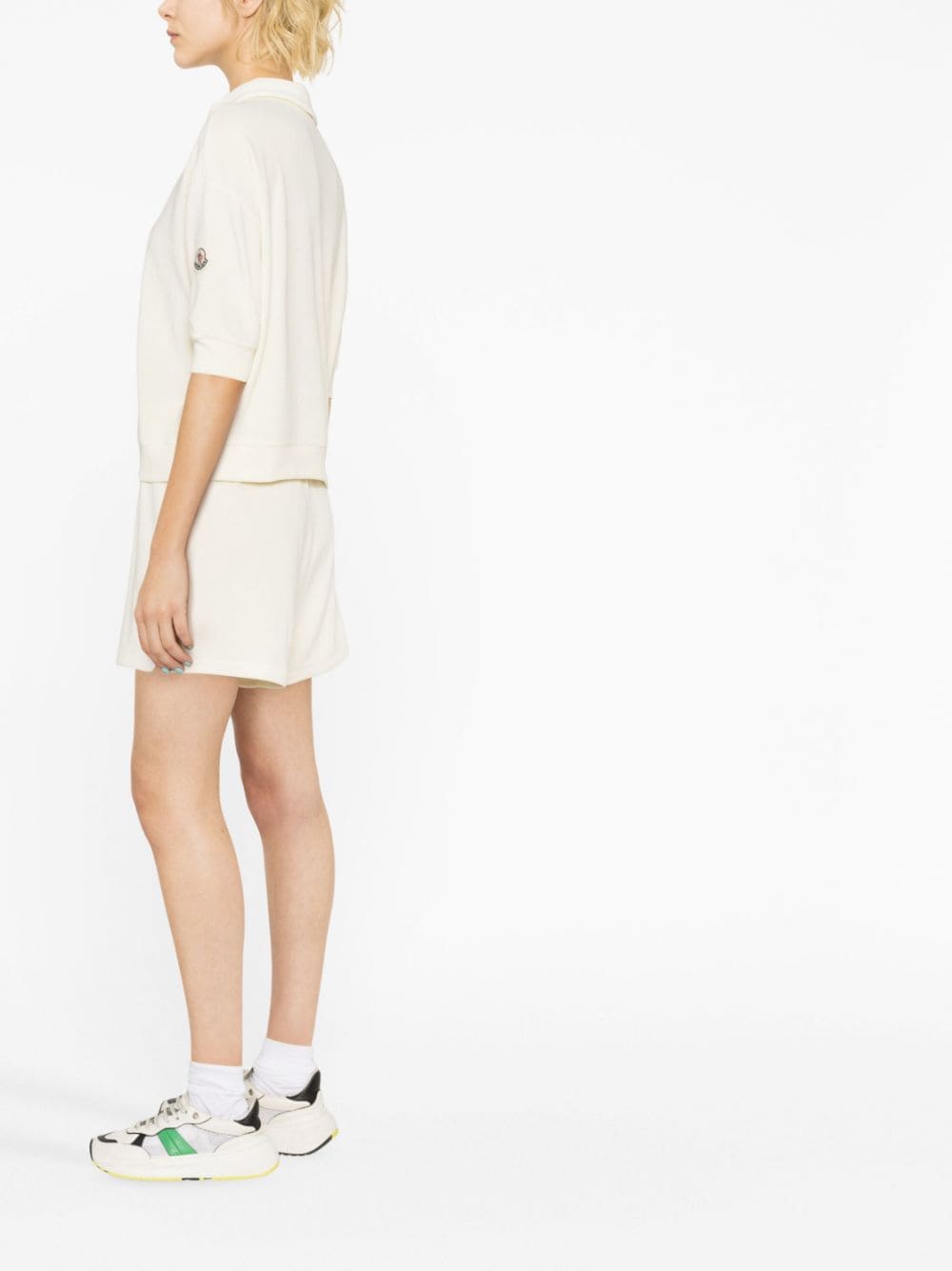 Shop Moncler Terrycloth Polo Shirt In Neutrals