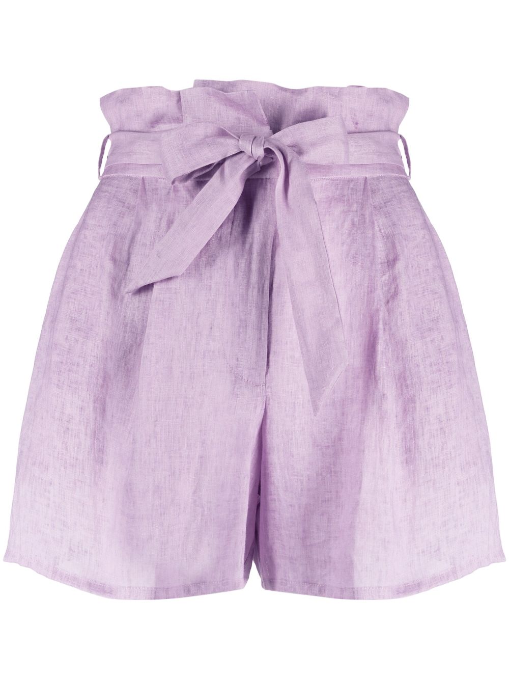 Emporio Armani Paperbag Linen Shorts In Violet