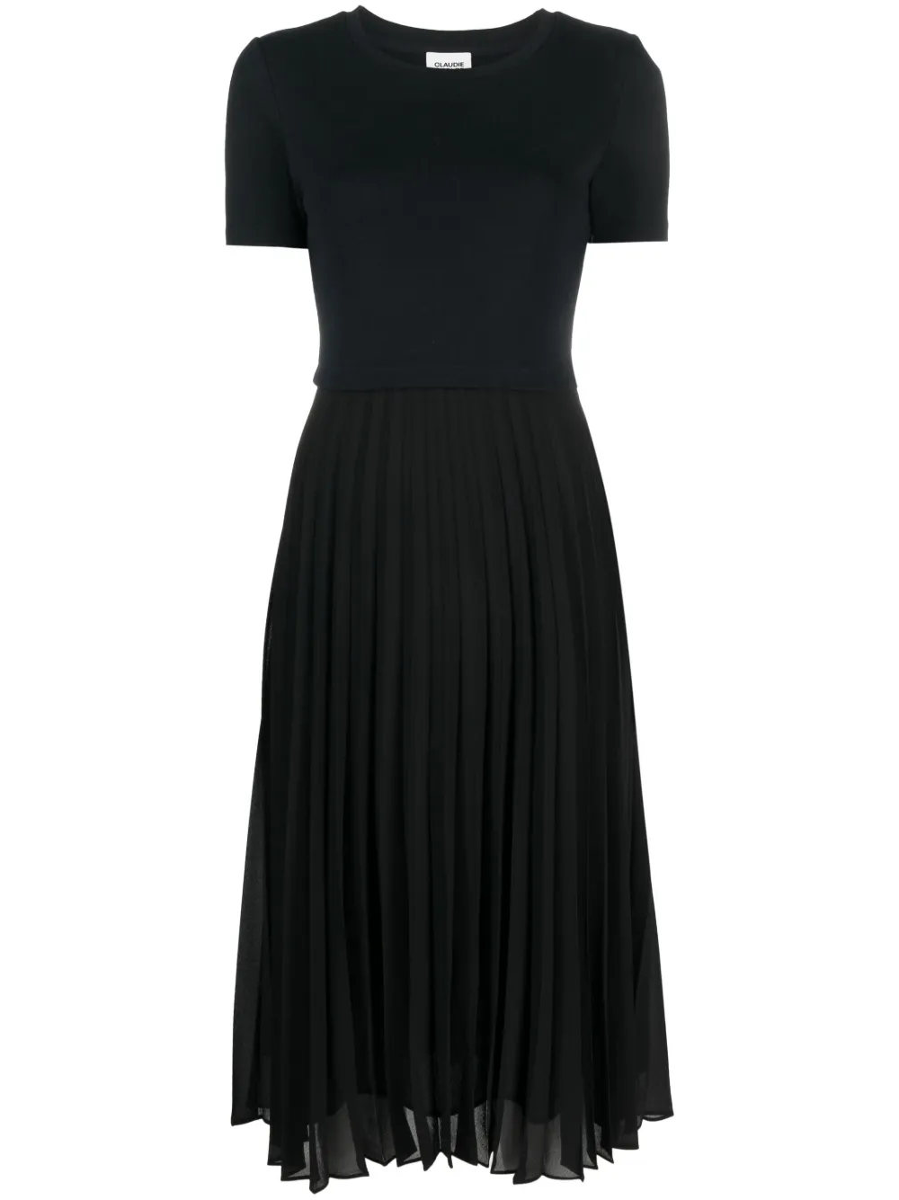 Claudie Pierlot Pleated Skirt Midi Dress In Blue