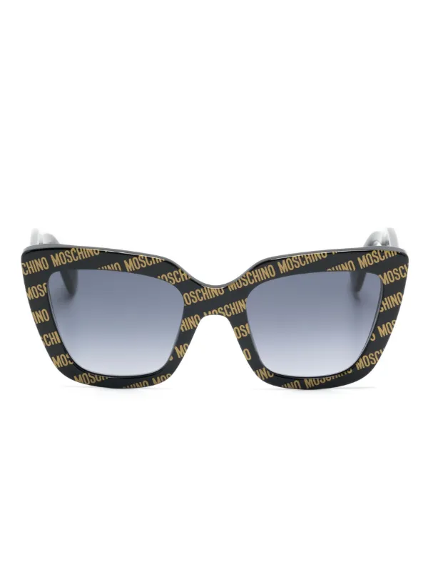 Moschino Eyewear logo print cat eye Sunglasses Black FARFETCH TR