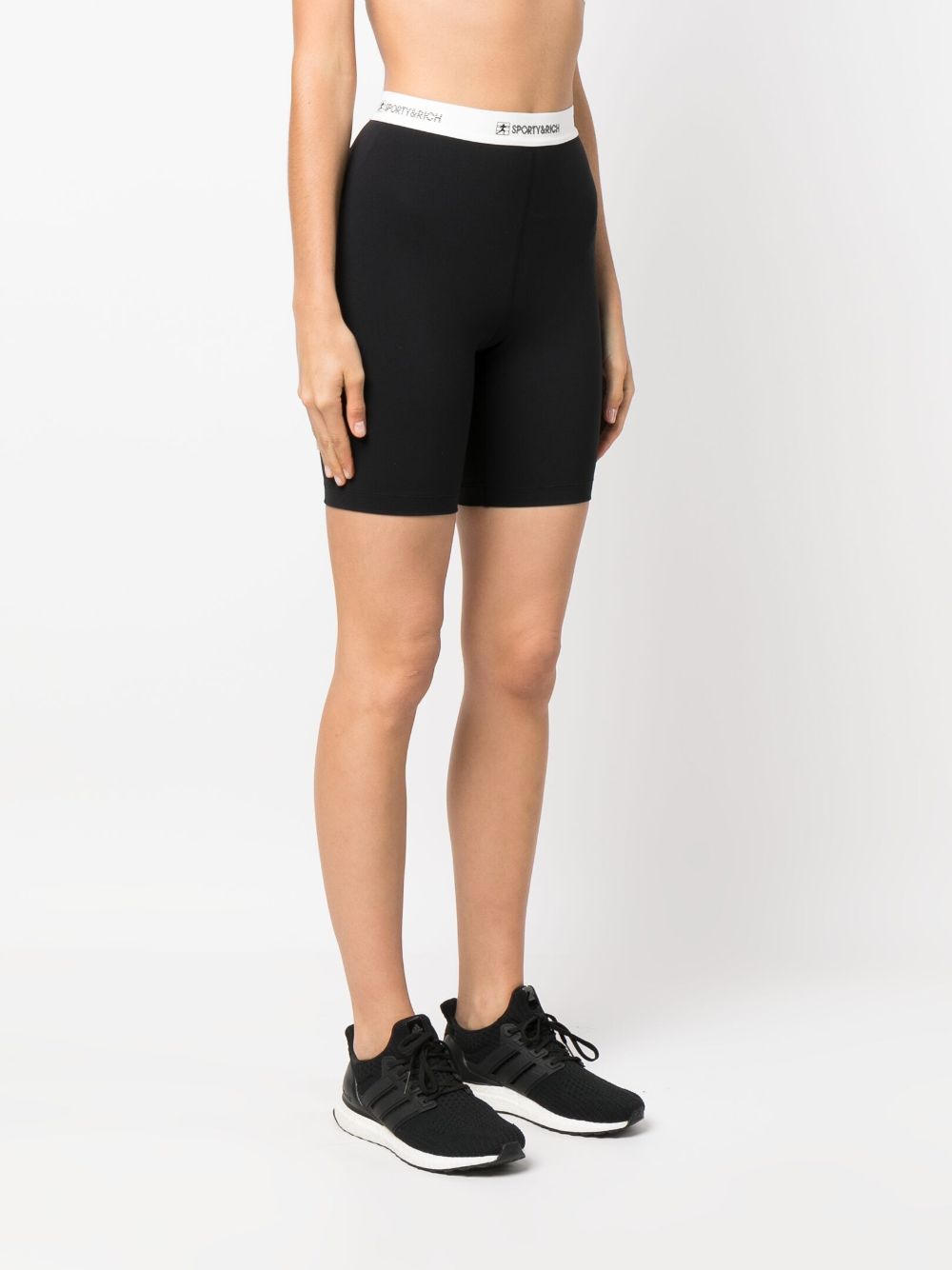 Shop Sporty And Rich Logo-waistband Shorts In Black