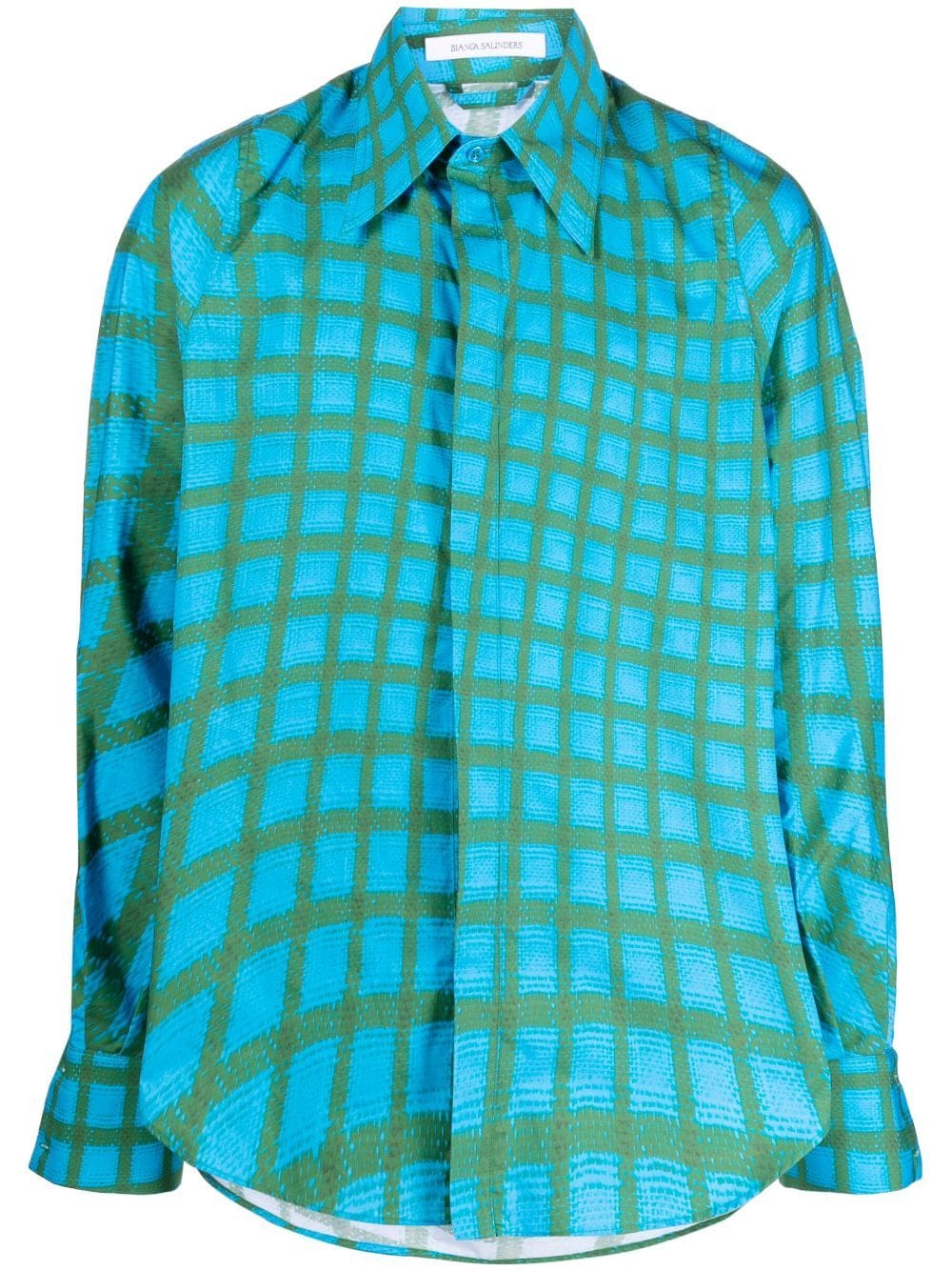 Shop Bianca Saunders Abstract-print Cotton Shirt In Blue