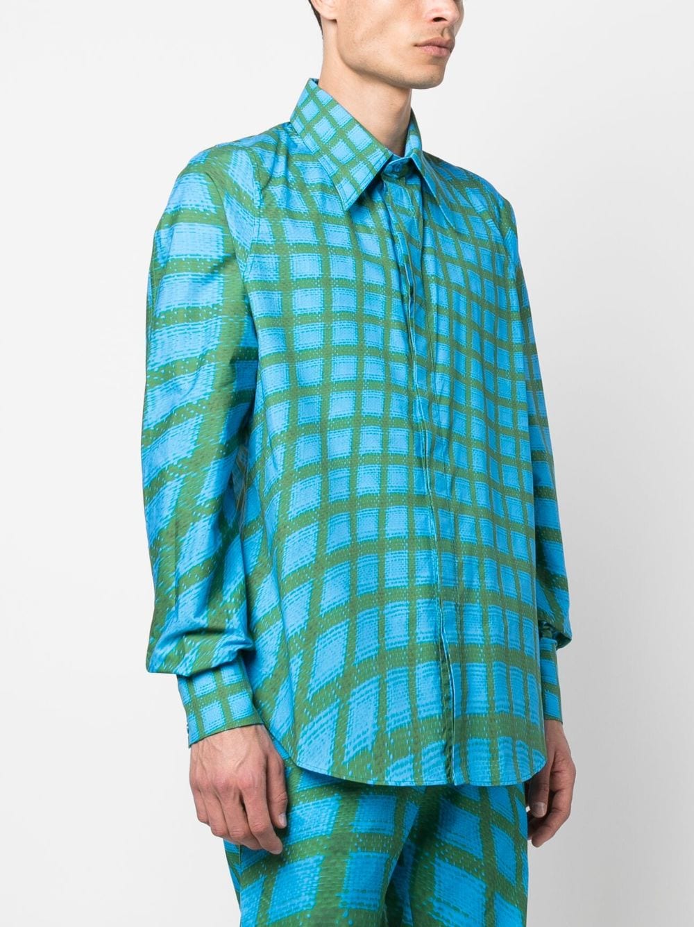 Shop Bianca Saunders Abstract-print Cotton Shirt In Blue