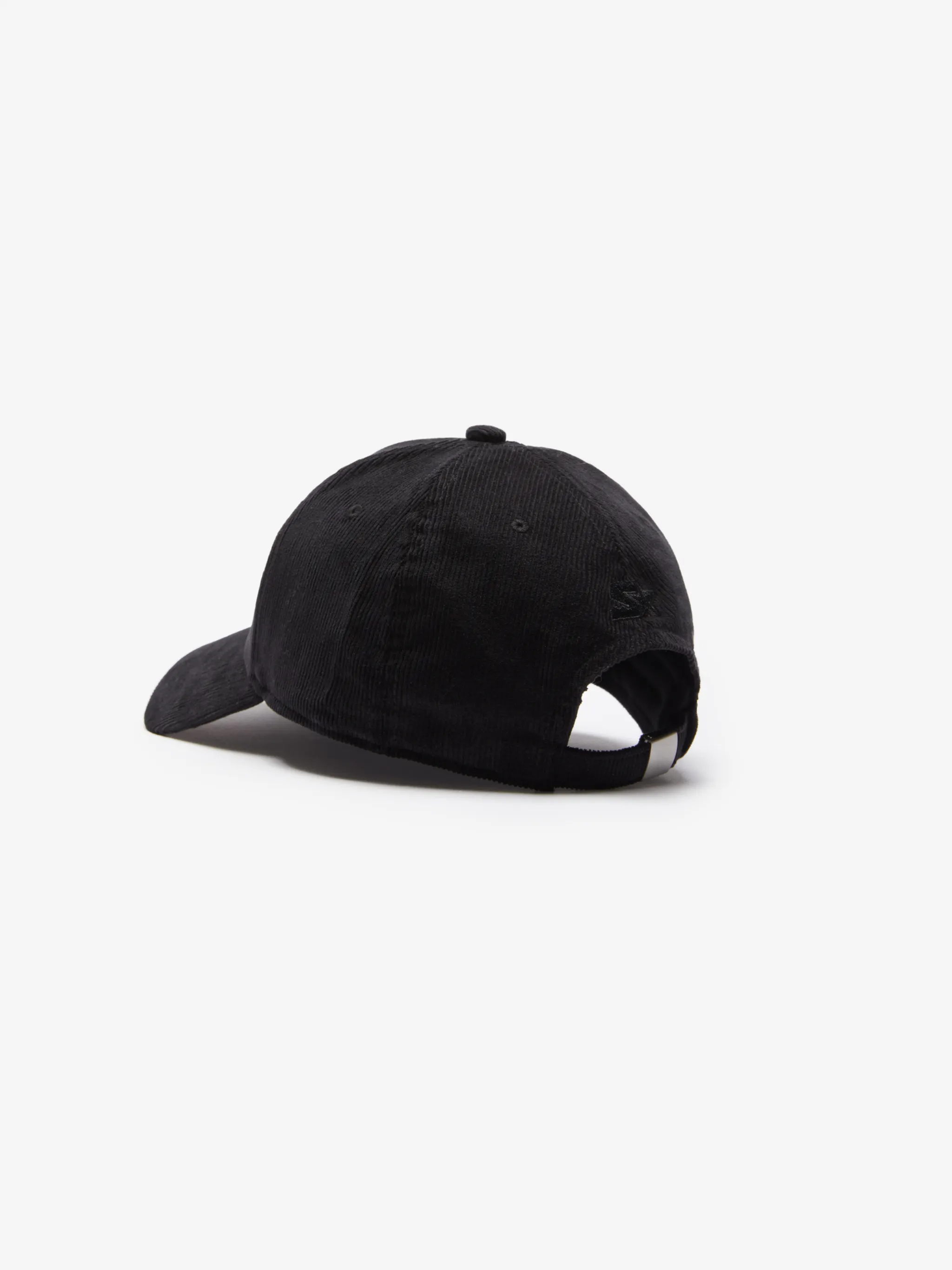 Cross embroidered corduroy baseball cap from Marcelo Burlon County of Milan featuring black/white, cotton, corduroy, signature Cross motif, embroidered logo to the front, curved peak, round crown and adjustable strap to the rear.