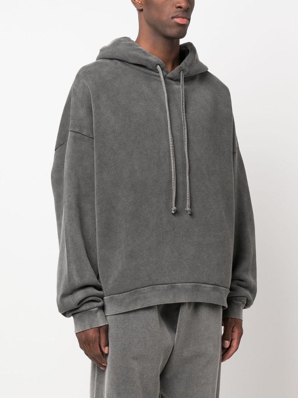 Shop Acne Studios Logo Patch Cotton Hoodie In Grey