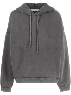 Face cotton fleece hoodie in neutrals - Acne Studios