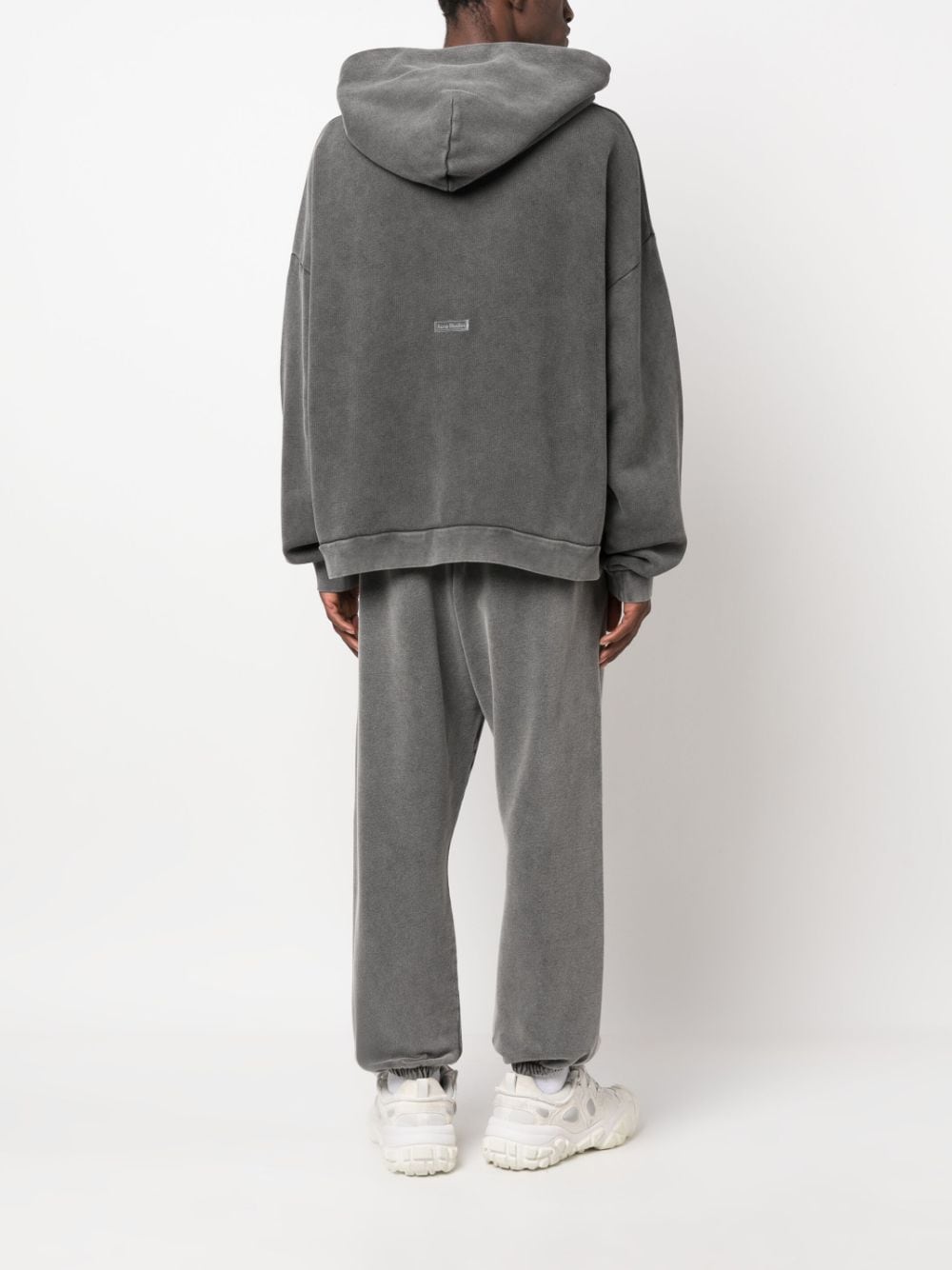 Shop Acne Studios Logo Patch Cotton Hoodie In Grey