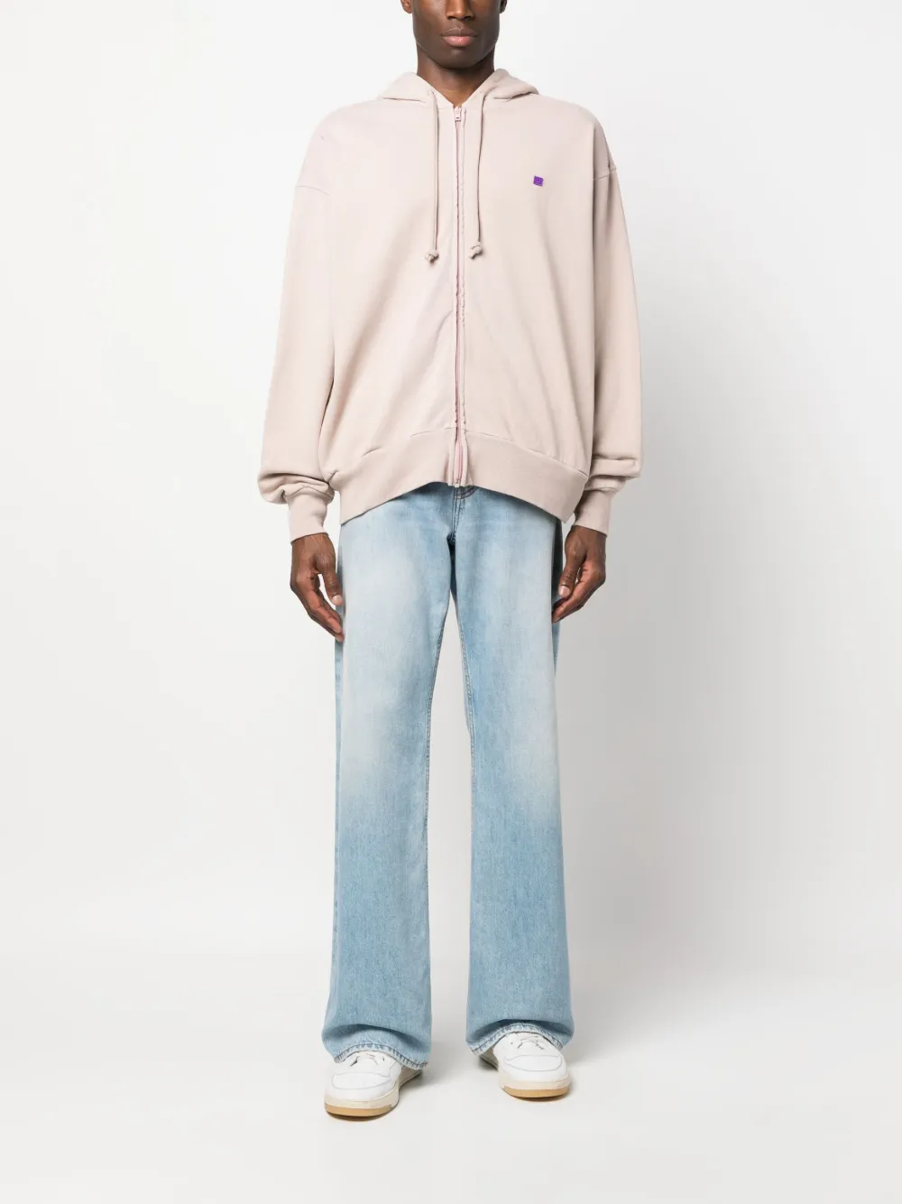 Acne Studios logo-patch cotton hoodie - Beige