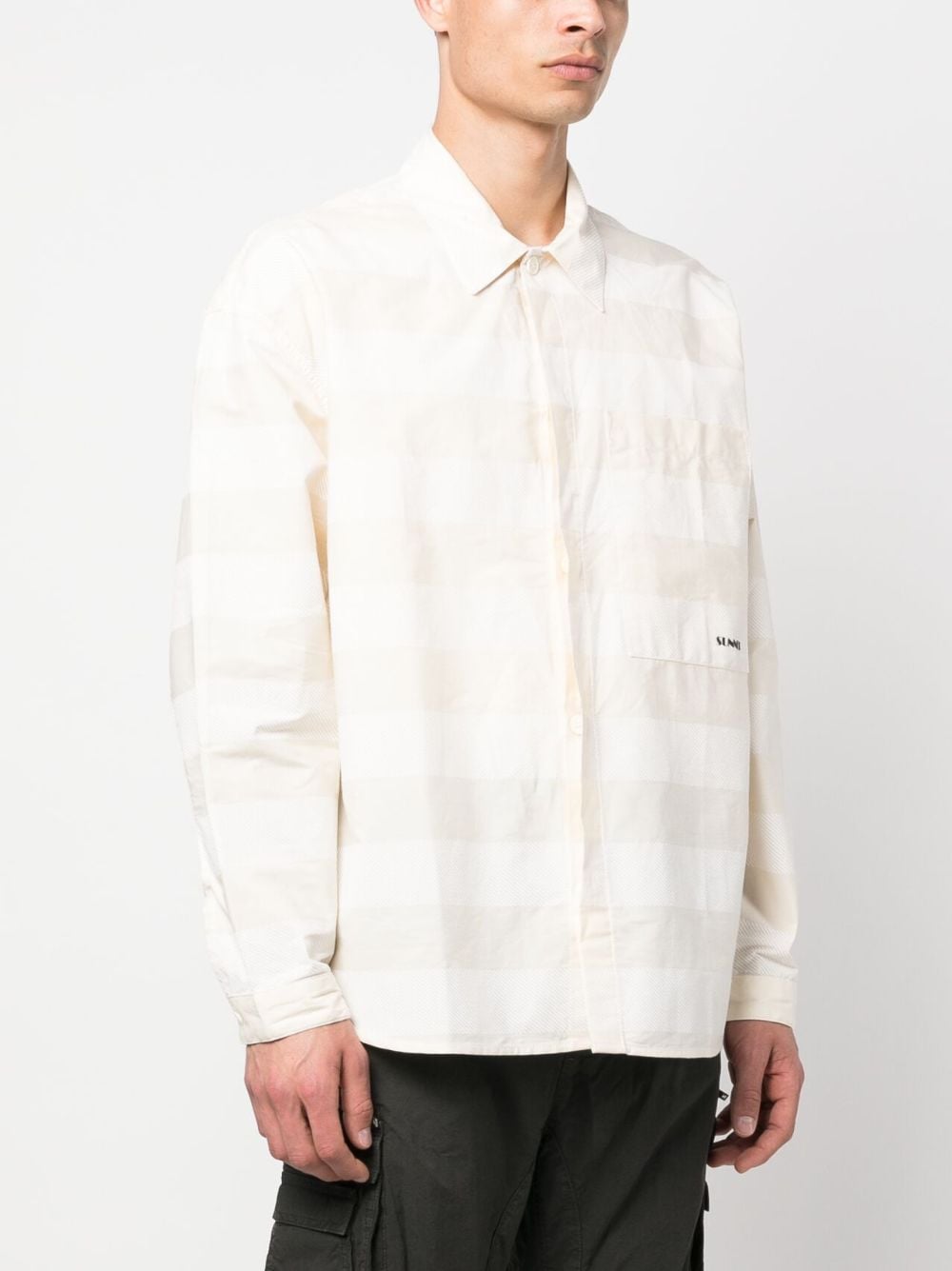 Shop Sunnei Stripe-pattern Cotton Shirt In Neutrals