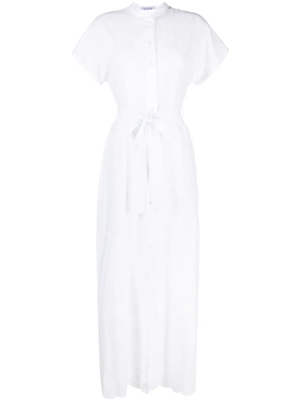 Mc2 Saint Barth Broderie-anglaise Long Dress In White