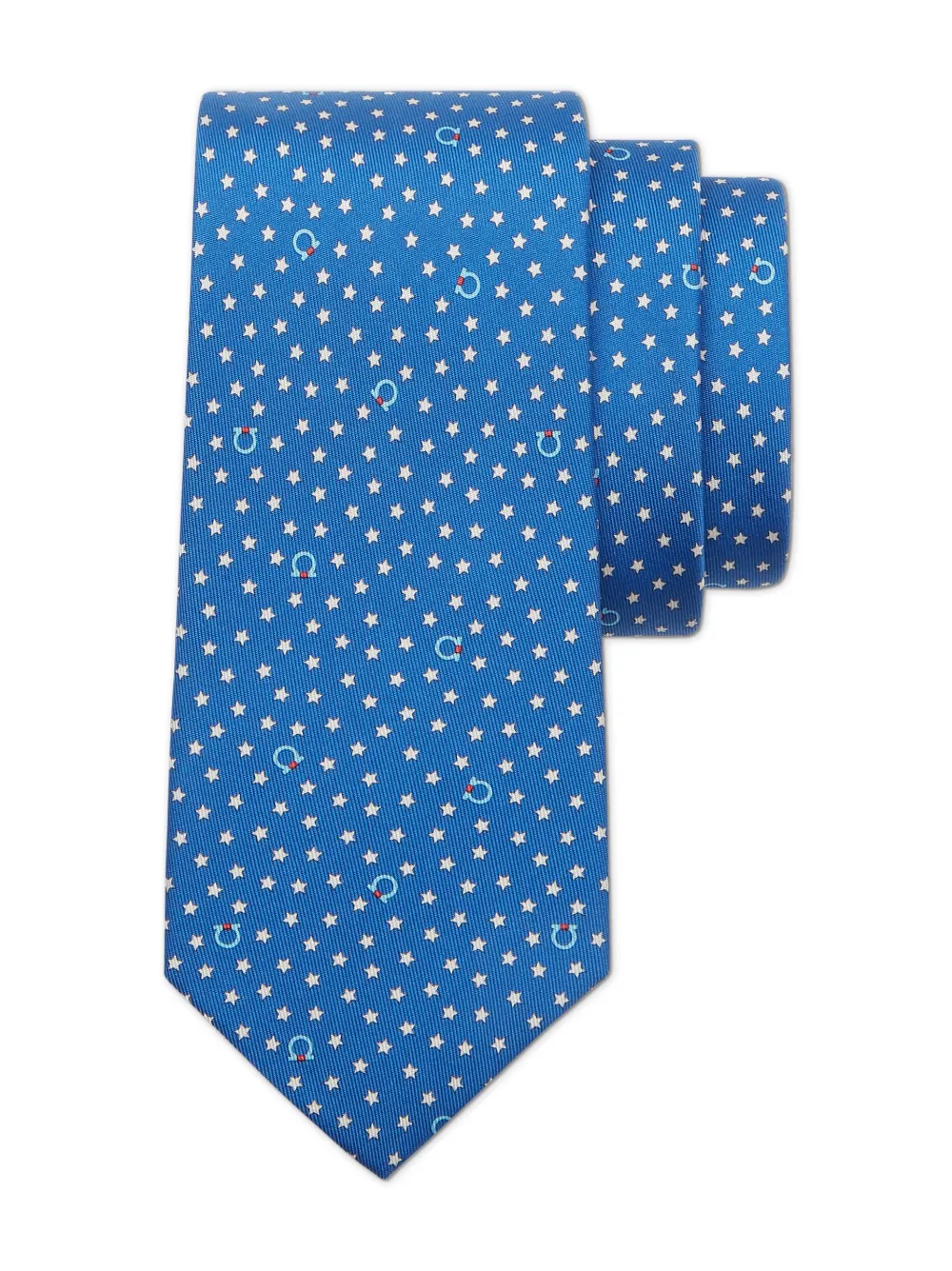 Ferragamo Star-print silk tie - Blauw